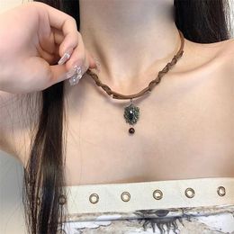 Pendant Necklaces Bohemian Style Alloy Leather Rope Necklace Artistic Retro Multi-layer Jewellery For Women Wholesale