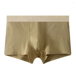 Underpants Men Solid Color Panties Cotton Comfortable Soft Boxer Briefs Breathable Middle Waist Loose Underwear Pouch Knickers