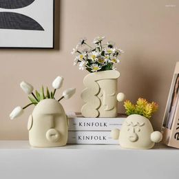 Vases Lovely Bedroom Desktop Ornaments Planters Modern Home Decoration Art Abstract Face Ceramic Interior Flower Pots Gift