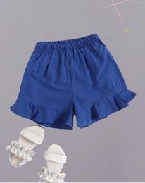 Shorts Super Cute Summer Girls Ruffled Hem Three-point Holiday Style Blue Casual Loose Comfortable Skin Friendly