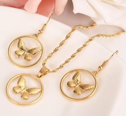 PNG Circle Frame Butterfly Pendant Necklaces Jewellery for WomenPapua New Guinea 14k Solid Gold Filled Jewellery National Itmes1691102