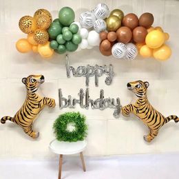 Party Decoration 73Pcs Jungle Safari Balloon Arch Animal Stipe Balloons Garland Kit Happy Birthday Tiger Foil First