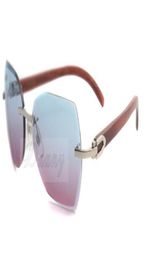 New style top quality luxury trendy wood Sunglasses 8300817 for male and female in Silver with cut lenses size 18135mm5748867