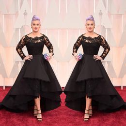 Black Evening Dresses Oscar Hi-Lo Lace Long Sleeve Prom Gown Excellent Taffeta Runway Fashion Show Plus Size Formal Party Evening Dress 241Y