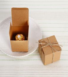 Brown Square Style Gift Box Kraft Paper Candy Boxes Wedding Favors Party Gift Boxes With Hemp Rope Linen4133817