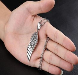 Angel Wings Pendant Necklace Eagle Wing Feather Stainless Steel Mens Womens Necklaces Designer Hip Hop Jewelry9529932