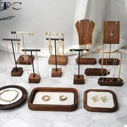 Jewellery Pouches Walnut Display Stand Ring Earrings Storage Tray Necklace Pendant Bracelet