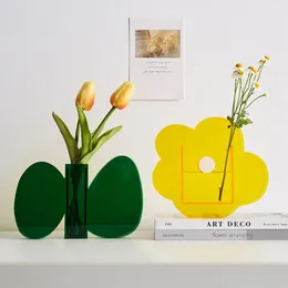 Vases Acrylic Vase Creative Artistic Flower Container Modern Office Arrangement Nordic Desktop Decoration Ornament