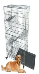 Large Folding Collapsible Pet Dog Wire Cage Cat Playpen with 3 Ladders L Silver1790075