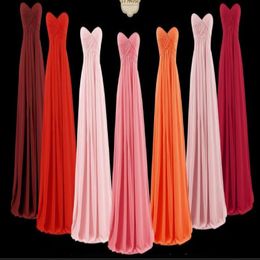 Women's Sweetheart Chiffon Country Bridesmaid Dresses Long under 50 Maid of Honour Backless Beach Custom Made Plus Size Lace-up Bac 271I
