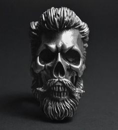 Gothic Men039s 316L Stainless Steel Skull Bearded Nightclub Hip Hop Ring for Punk Gothic Jewellery Biker Ring Size 7146028664