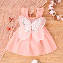 Girl Dresses Born Baby Dress Mesh Butterfly Decoration Toddler Girls Sweet Princess Party Birthday Children Clothing
