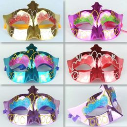 Electroplated Elf Mask Makeup Ball Party Princess Masks Half Face Mask Adult Children Beauty Painted Masks Light Plate Mask