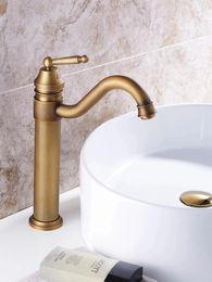 Kitchen Faucets Unique Classical High Quality Anitique Copper Bronze Faucet Golden Bathroom Top Villa Washware Wholesale No.102