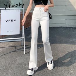 Women's Jeans Flared Woman High Waist Denim Trousers For Female Blue White Black Elastic Skinny Fashion Classic Leisure Wide Leg Pants