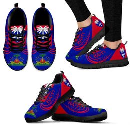 Casual Shoes Woman White Bottom Lace Up Sneakers Haiti Flag Design Comfortable Brand Running Walking Soft Non-slip Flats