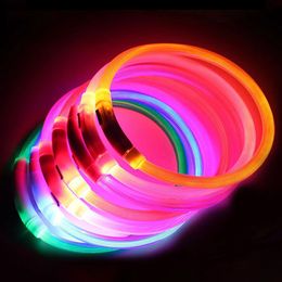 NICEYARD Rechargeable LED Night Dog Collars Glowing Luminous Pet Collar Usb Safety Flashing 240428