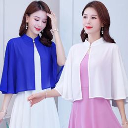 Scarves Retro Chiffon Cloak With Skirt Stylish Cardigan Summer Thin Blouses Women's Sunshade Cape Sun Protection Clothes Sunscreen Shawl