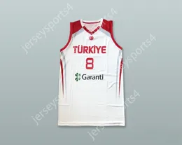CUSTOM NAY Mens Youth/Kids ERSAN ILYASOVA 8 TURKEY WHITE BASKETBALL JERSEY TOP Stitched S-6XL