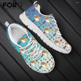 Casual Shoes FORUDESIGNS Leisure Sneakers For Women Kawaii Cartoon Caring Pattern Breathable Air Mesh Ladies Light Flats