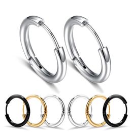 Hoop Earring Ear nail Ornaments Fashion Male 316L Stainless Steel Black Simple Personality Circle Ear Ring Ear Buckle Huggie7454398