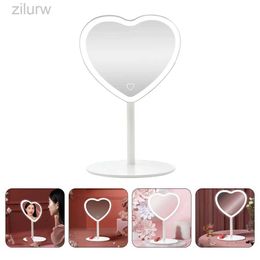 OXWQ Compact Mirrors LED makeup mirror heart-shaped decoration bathroom makeup mirror decoration personal care mirror Aluminium mirror double-sided mirror d240510