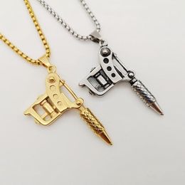 Black Knight Vintage mens cool Tattoo Machine pendant necklace 316 stainless steel hip hop punk personal necklace Jewellery 2010132883715