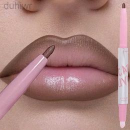 Lip Pencils Double end bare brown lipliner with brush waterproof durable non stick cup lipstick pen beauty cosmetics d240510