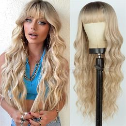 26 Inch Long Lace Frontal Human Hair Wigs For Europe and America Women Girls Wet And Wavy Synthetic Loose Deep Wave Closure Wig Dropshipping