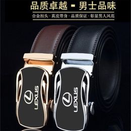 Cowskin pant belt automatic cowhide buckle men belts Fashion brand leather belt Business pants Ceinture Homme Car logo T200327 239d