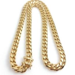 14k Yellow Gold Plated Men Miami Cuban Chain Necklace 24 14mm 204n