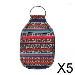 Storage Bottles 5xSmall Lip Hand Sanitizer Holder Keychain Travel Case Leopard