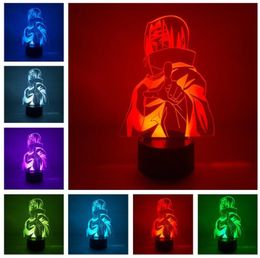 Naruto Kakashi Minato Uchiha Sasuke Modelling Night Light 7 Color Changing Led Kids Bedside Fixtures 3D Visual Anime USB Desk Lamp6810366