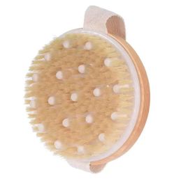 Body Brush for Wet or Dry Brushing Natural Bristles with Massage Nodes Gentle Exfoliating Improve Circulation F0808G013660482