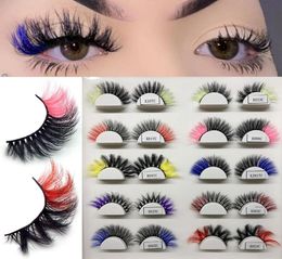 3D Color False Lashes 20mm Natural Long Colorful Eyelashes Dramatic Makeup Fake Lash Party Colored Lashes for Cosplay Halloween5594187