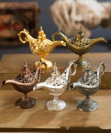 New Arrive Fairy Tale Aladdin Magic Lamp Vintage Censer Creative Metal Aroma Burner Multi Colour Incense Burner3812485