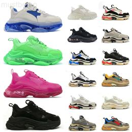 aaa+Top OG Casual Designer Shoes Triple S Luxury Brand Triples Women Mens platform sneakers black white grey red pink blue Royal Neon Green Big Size trainers Tennis