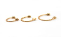 Rose Gold Horseshoes Ring Labret Lip Rings With Ball Circular Barbell Nose Hoops Septum Piercing 316L Stainless Steel Earrings2054102