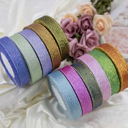 3Pcs Gift Wrap 25mm Metallic Glitter Ribbons for DIY Crafts Sewing Fabric Christmas Party Wedding Supplies Handmade Gift Wrap Ribbon 22Meters