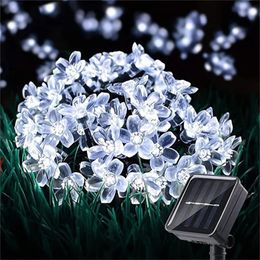 1PC Solar String Flower Lights Outdoor Waterproof 20/30/50/100 LED Fairy Light For Garden Fence Patio Yard Christmas Tree Decor