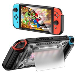 Case for Nintendo Switch Oled Heavy Duty Grip Console protective case with Card slots Hand Grips and Kickstand