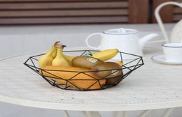 Storage Baskets Kitchen Iron Basket Container Bowl Metal Wire Drain Fruit Flower Vegetable Sundries Stuff Holder Snack Tray6787832