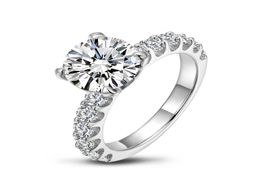 Female Ring 925 Silver Iinlaid 3CT Round Shape Simulation Diamond Wedding Or Engagement Ring Lovers Luxury EuroAmerican5792150