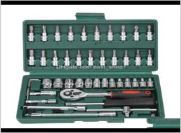 Screwdrivers 46Pcs Spanner 14 Screwdriver Drive Ratchet Car Motorcycle Repair Toolkit Wrench Socket Set Household Mechanic Diy Xai3820288