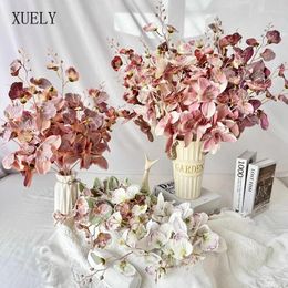 Decorative Flowers Pink Artificial 3D Printing Orchid Flower Bouquet Wedding Supplies Floral Arrangement Accessories Home Decor Event Po