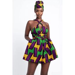 Ethnic Clothing Fashion Women African Clothes Dashiki Summer Jumpsuit Short Pants Wide Leg Dresses Ladies Plus Size Drop Delivery Dhiph