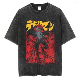 Men's T Shirts Men Streetwear Hip Hop Oversize Tshirt Anime Graphic Print T-Shirt Vintage Harajuku Shirt Cotton Washed Black Tops Tees