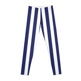 Active Pants Navy Blue And White Stripes | Stripe Patterns Striped Wide Vertical Leggings Sports