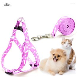 Dog Collars Pet Bone Printing Harness And Leash Set Summer Fashion For Cat Supplise Chihuahua Adjustable Walking Puppy