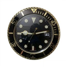 Wall Clocks Luxury Clock With Date Metal Modern Design Magnifier Black Large Watch Megaloscope Super Silent Quartz Reloj De Pared Ho Dhftd
